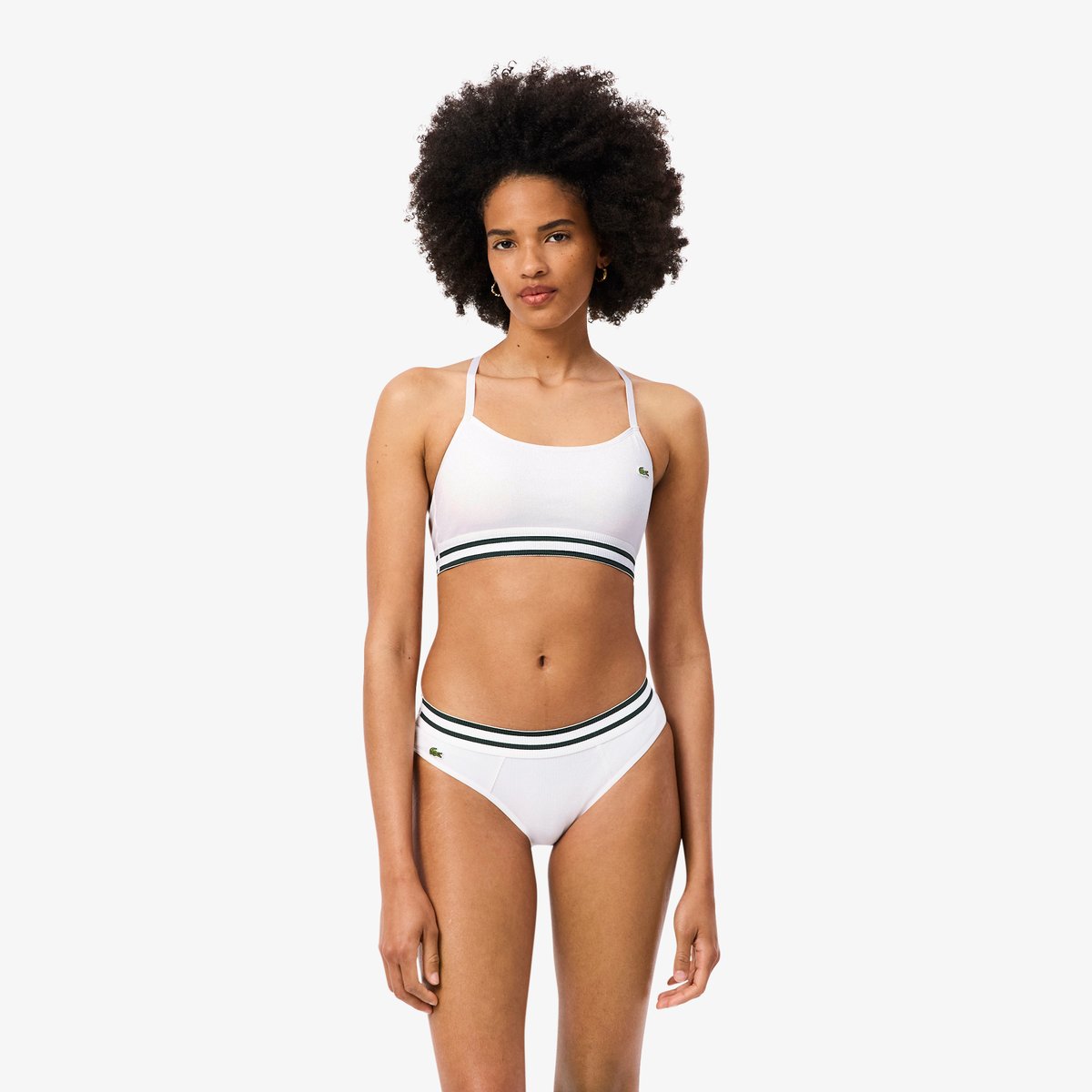 Culotte coton ceinture rayée blanc-001, LACOSTE