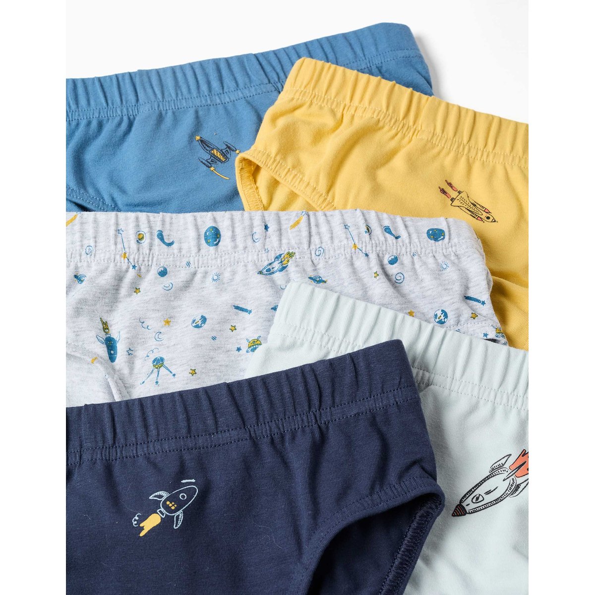 Lot de 5 slips en coton avec imprimés fusée multicolore, ZIPPY