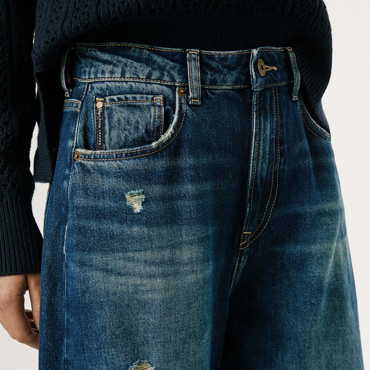Jaimy - Jean Coupe Large, Taille Haute vintage usé moyen teinté, PEPE JEANS