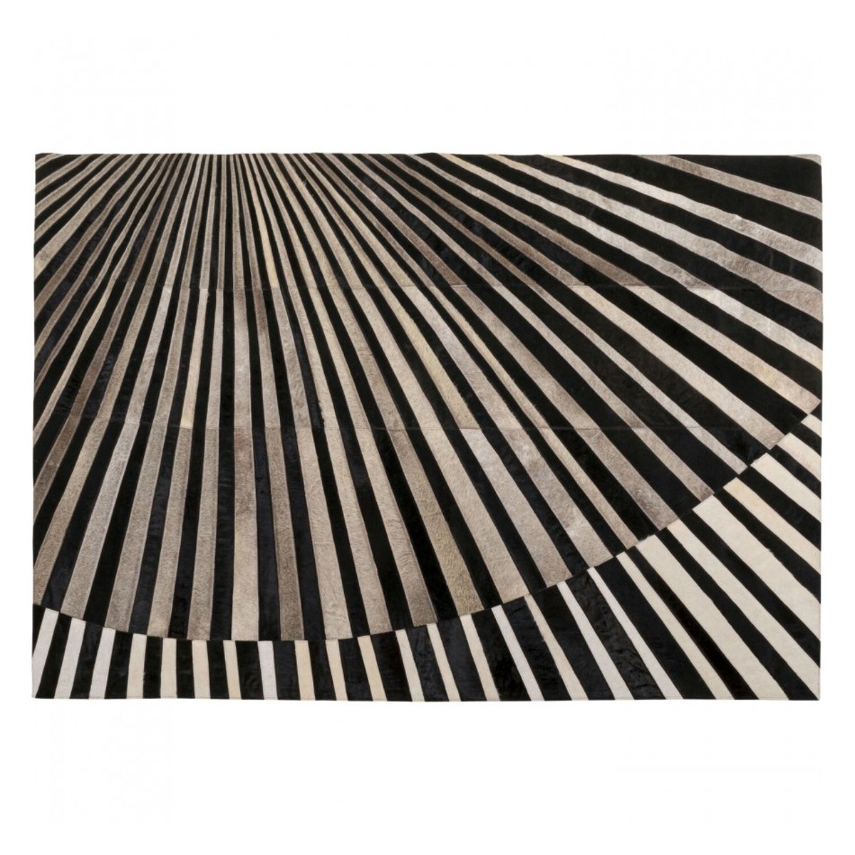 Tapis en cuir lignes en rayon, VENTAGLIO gris, KARE DESIGN