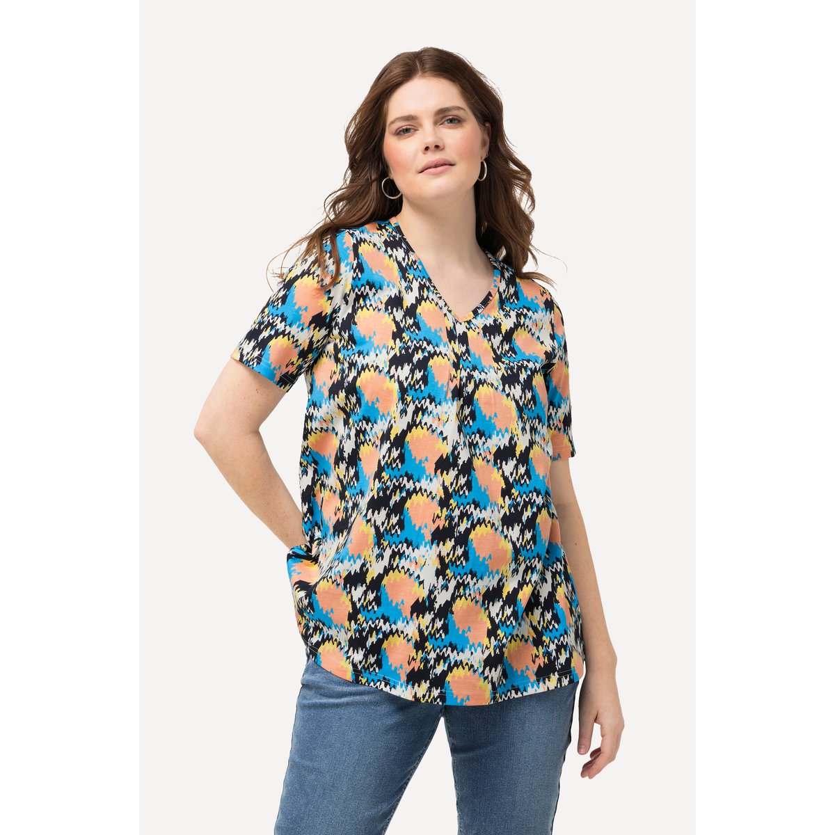 T-shirt à jolis plis creux, ligne A marine, ULLA POPKEN
