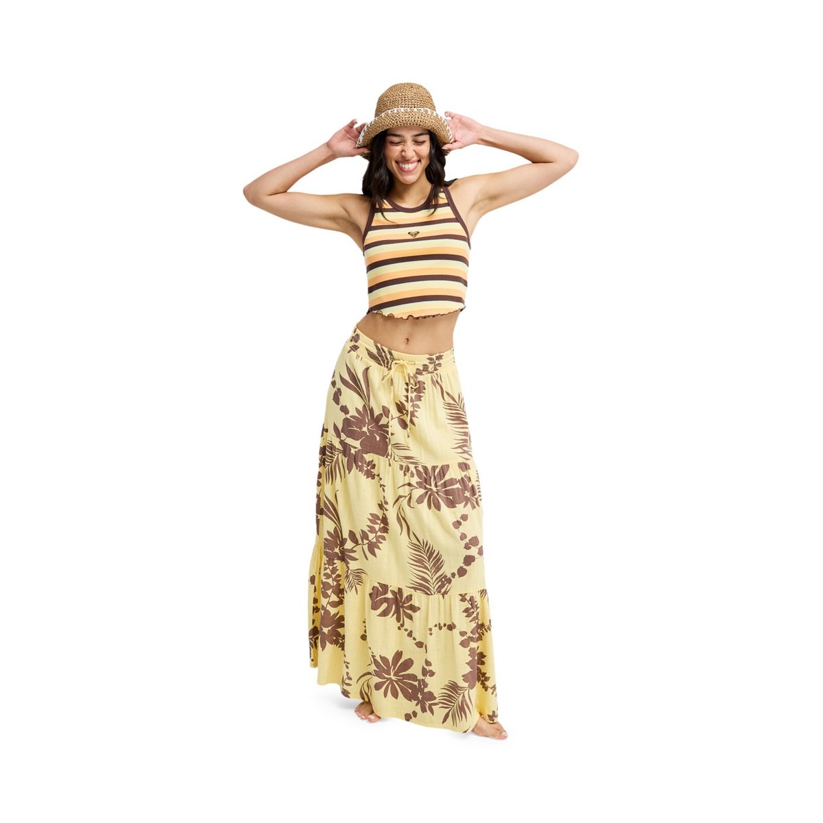 Débardeur, col rond, . marron french roast hey day stripe, ROXY