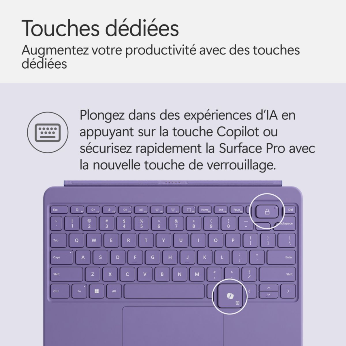 Clavier Clavier + Stylet Violet Surface Pro 12'' couleur unique, MICROSOFT