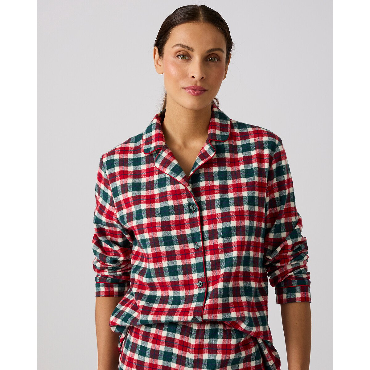 Pyjama carreaux en flanelle rouge/vert, DAMART