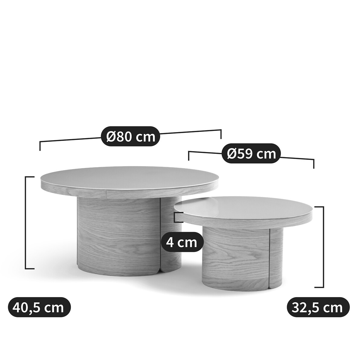 Lot de 2 tables basses semi-gigognes, Natesse naturel, LA REDOUTE INTERIEURS