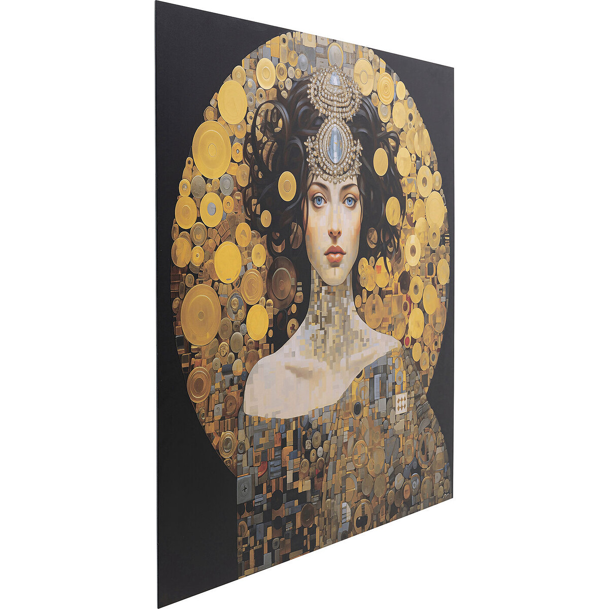 Tableau en verre Art Nouveau Lady 3D 80x80cm or, KARE DESIGN