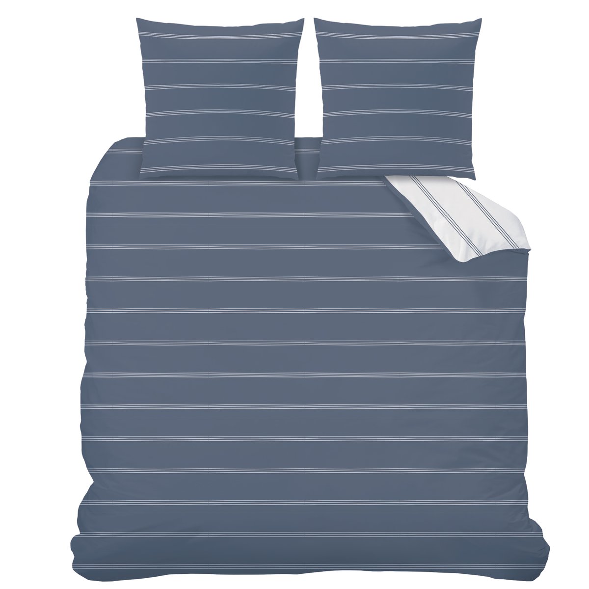 Parure de lit imprimée 100% coton, URBAN STRIPES bleu, MATT ET ROSE