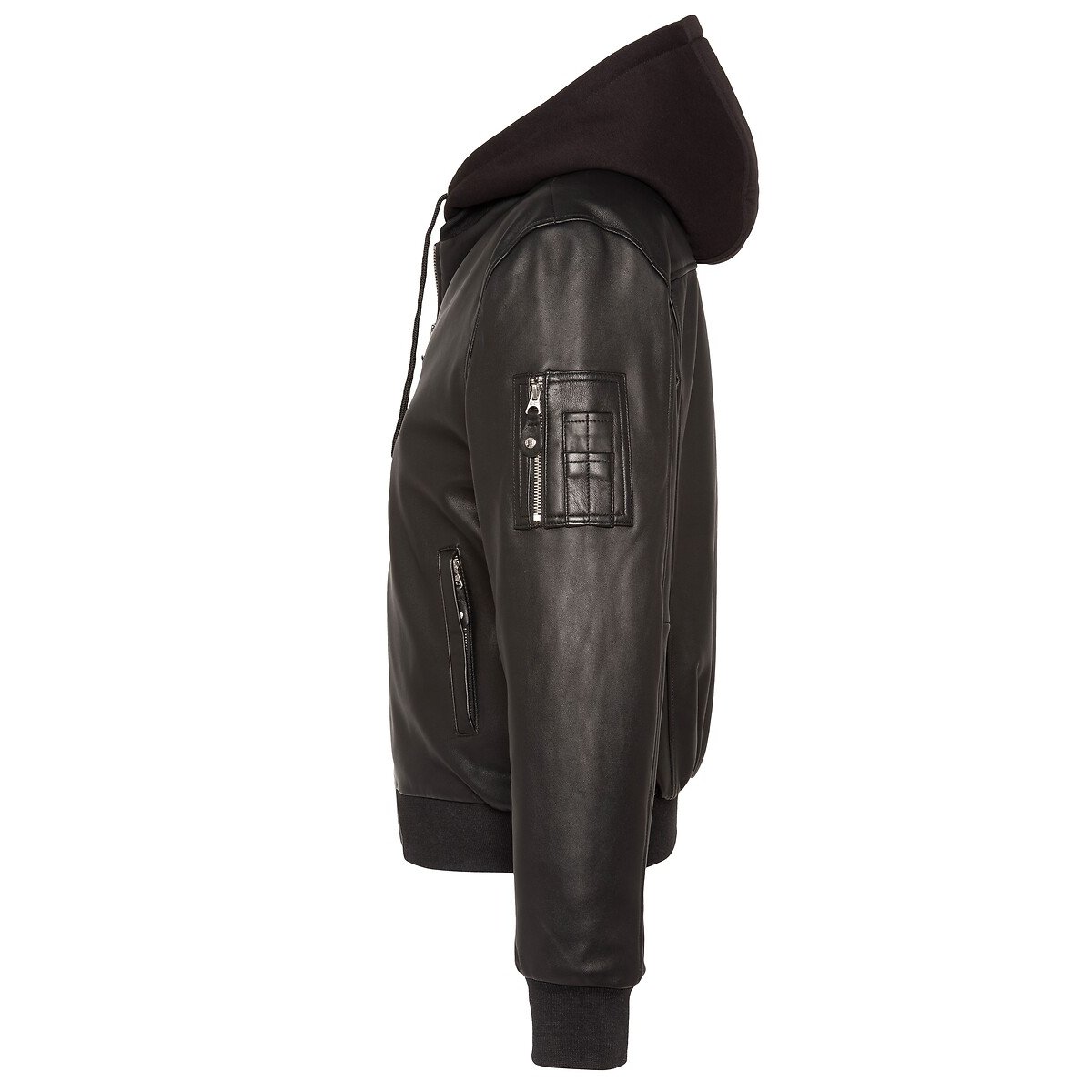 Bomber en cuir, à capuche, LCSPORT noir, SCHOTT