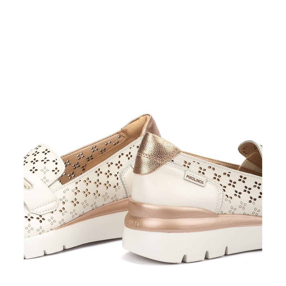 Mocassins compensés en cuir Cantabria blanc, PIKOLINOS