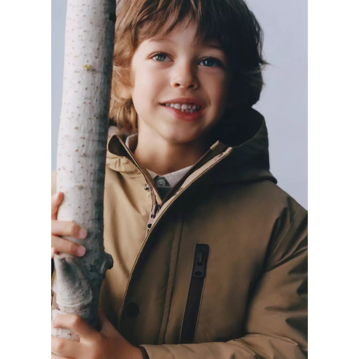 Anorak capuche poches marron moyen, MANGO BABY