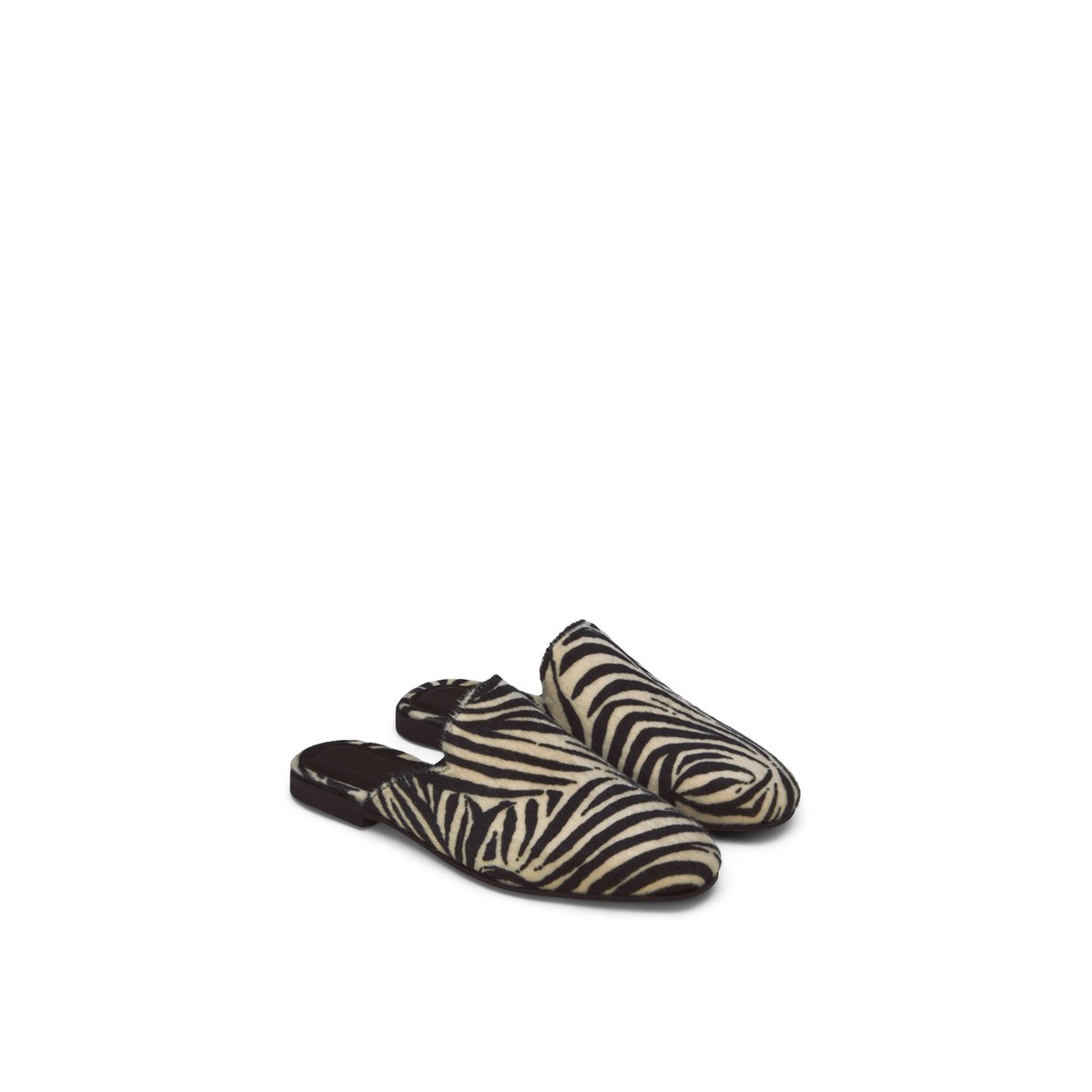 Mule modèle Safina en aspect peau de zèbre blanc/noir, MARC O'POLO