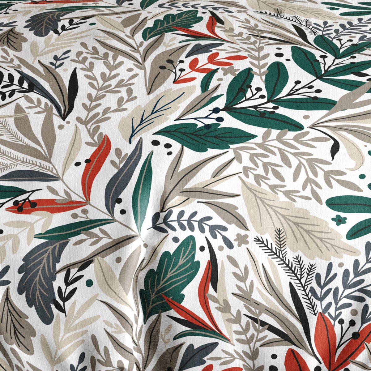Parure housse de couette en microfibre imprimée, Luziola emeraude, C DESIGN HOME TEXTILE