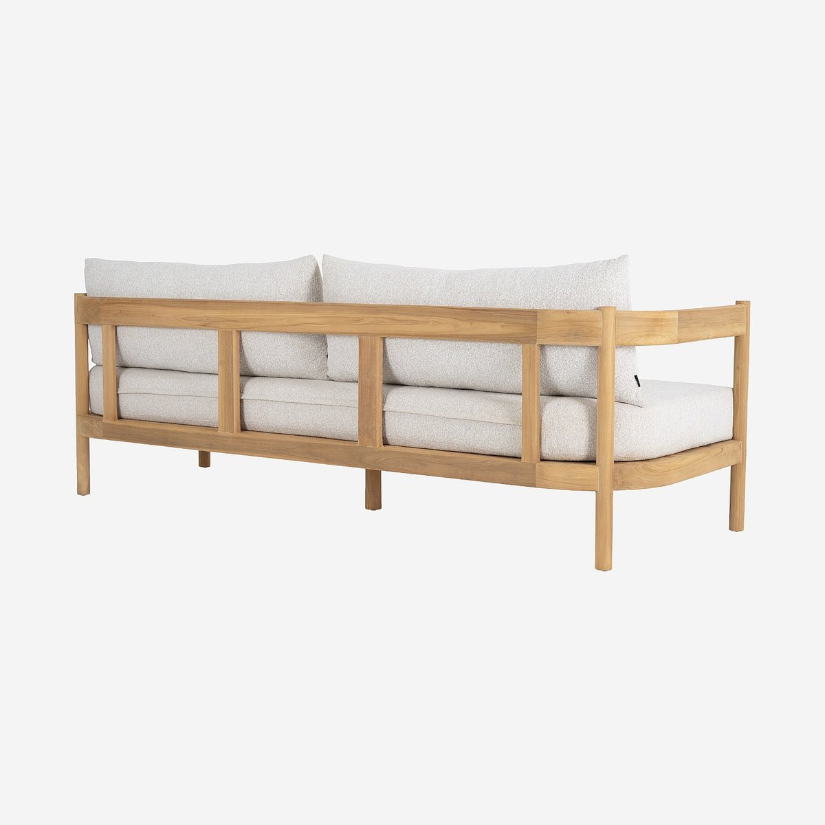 Canapé de jardin 3 places en teck massif et tissu imperméable FIGARI blanc cassé, HABITAT