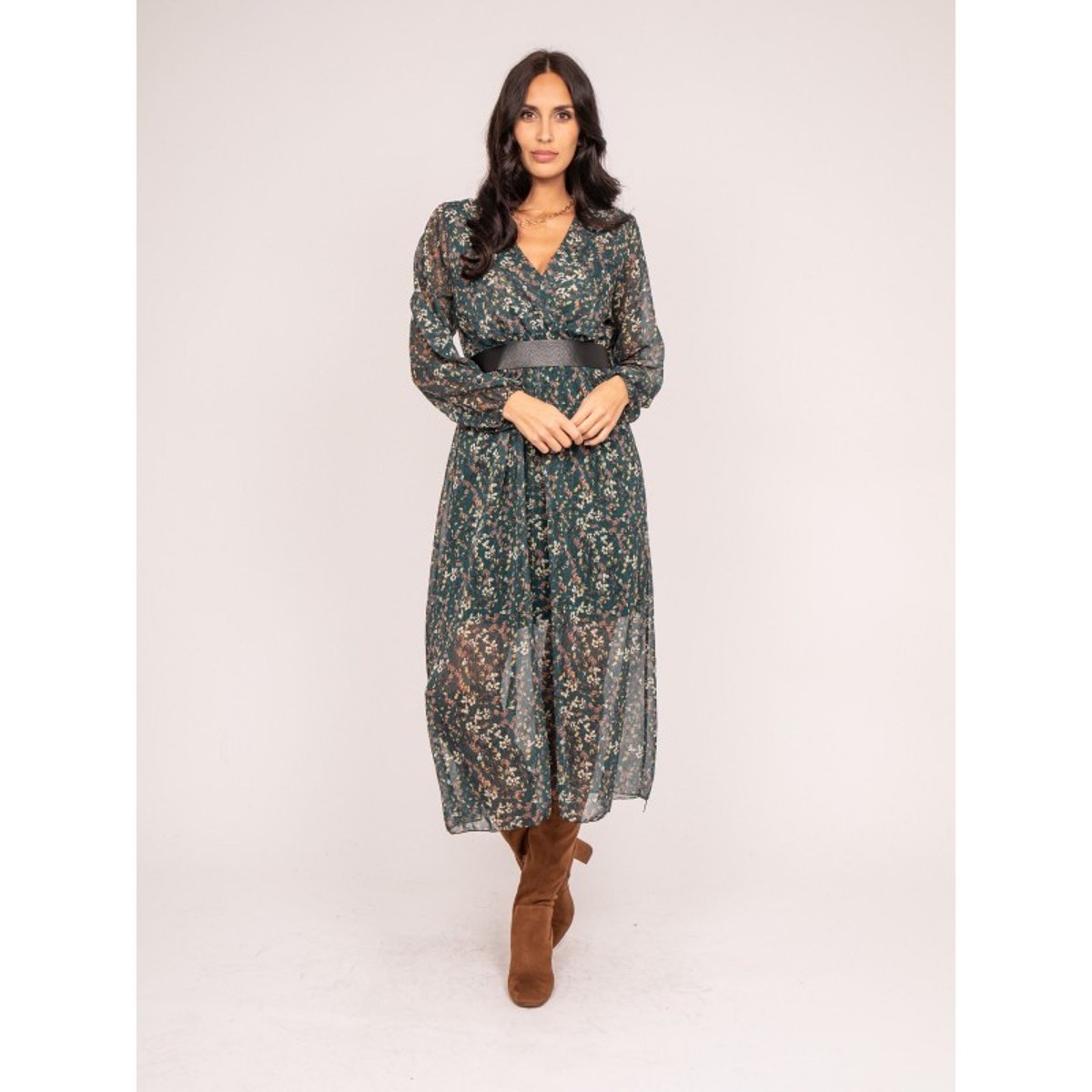 Robe Longue Motifs Inca vert, DONA LISA