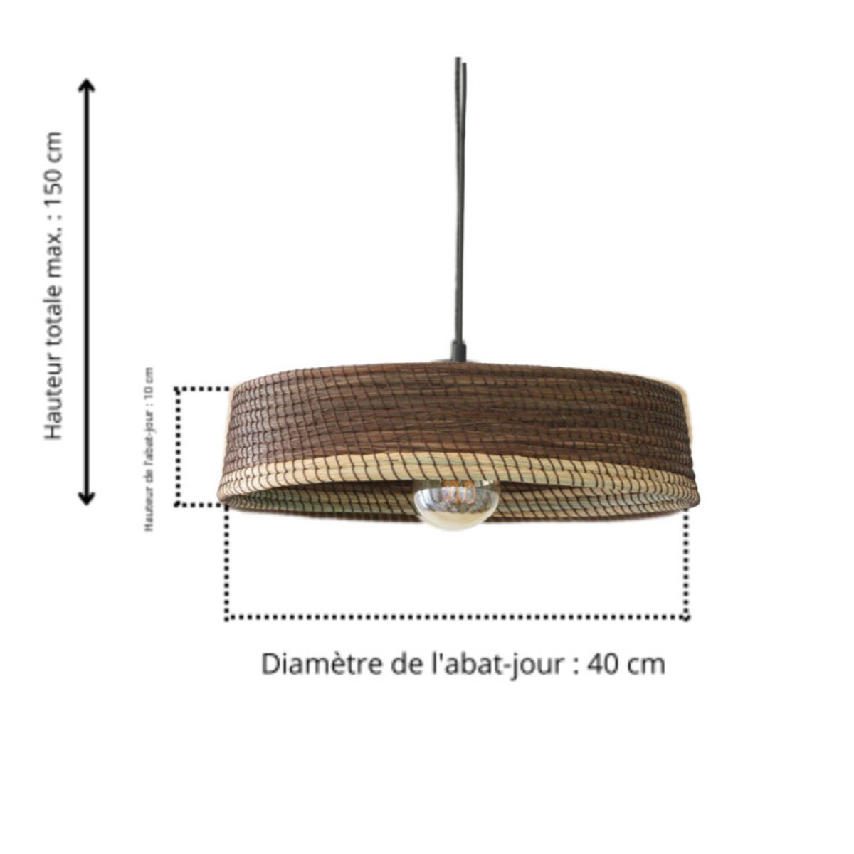 Suspension Alfa Tressé Marron Et Bord Naturel Hayara marron, MILLUMINE