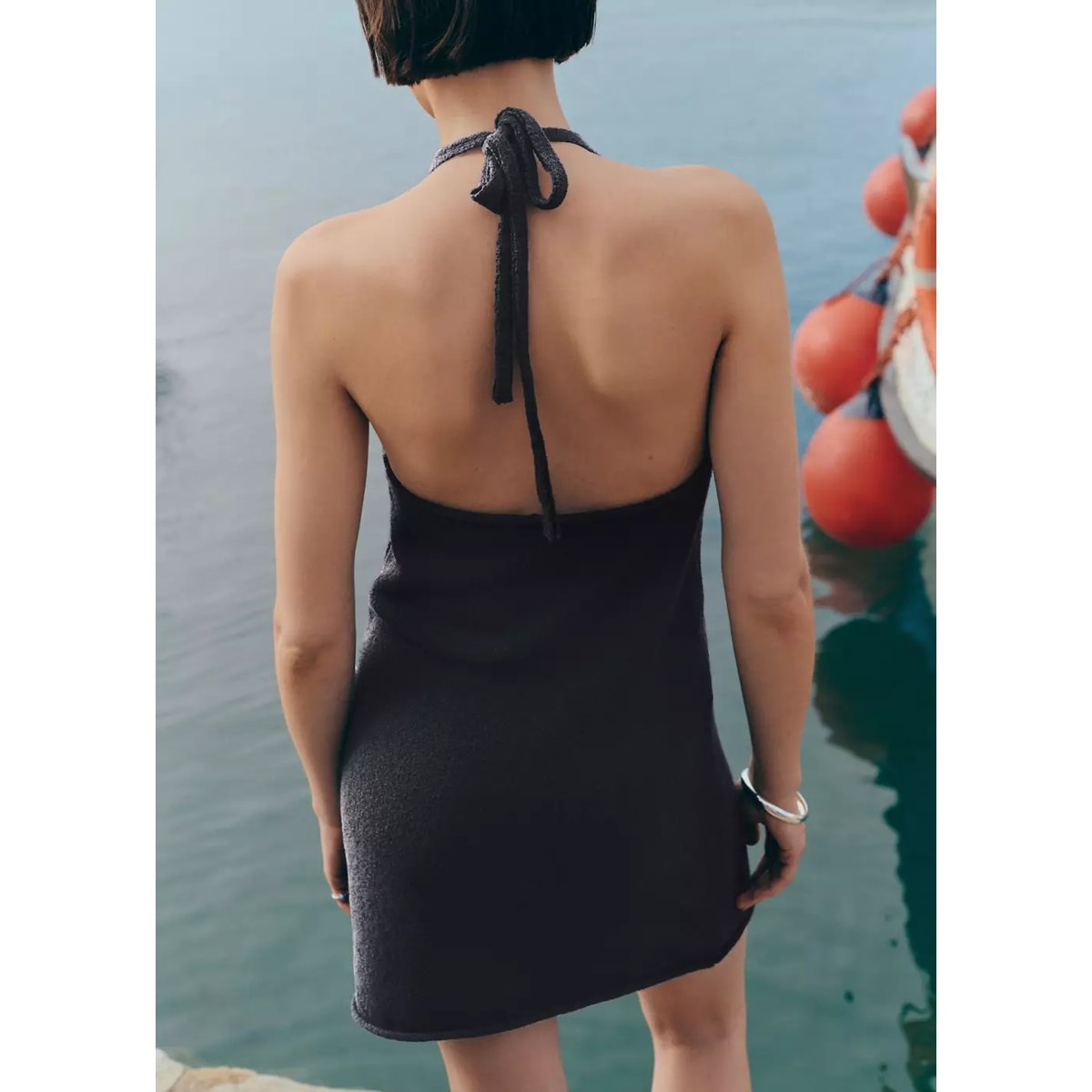Robe maille nœud gris anthracite, MANGO TEEN