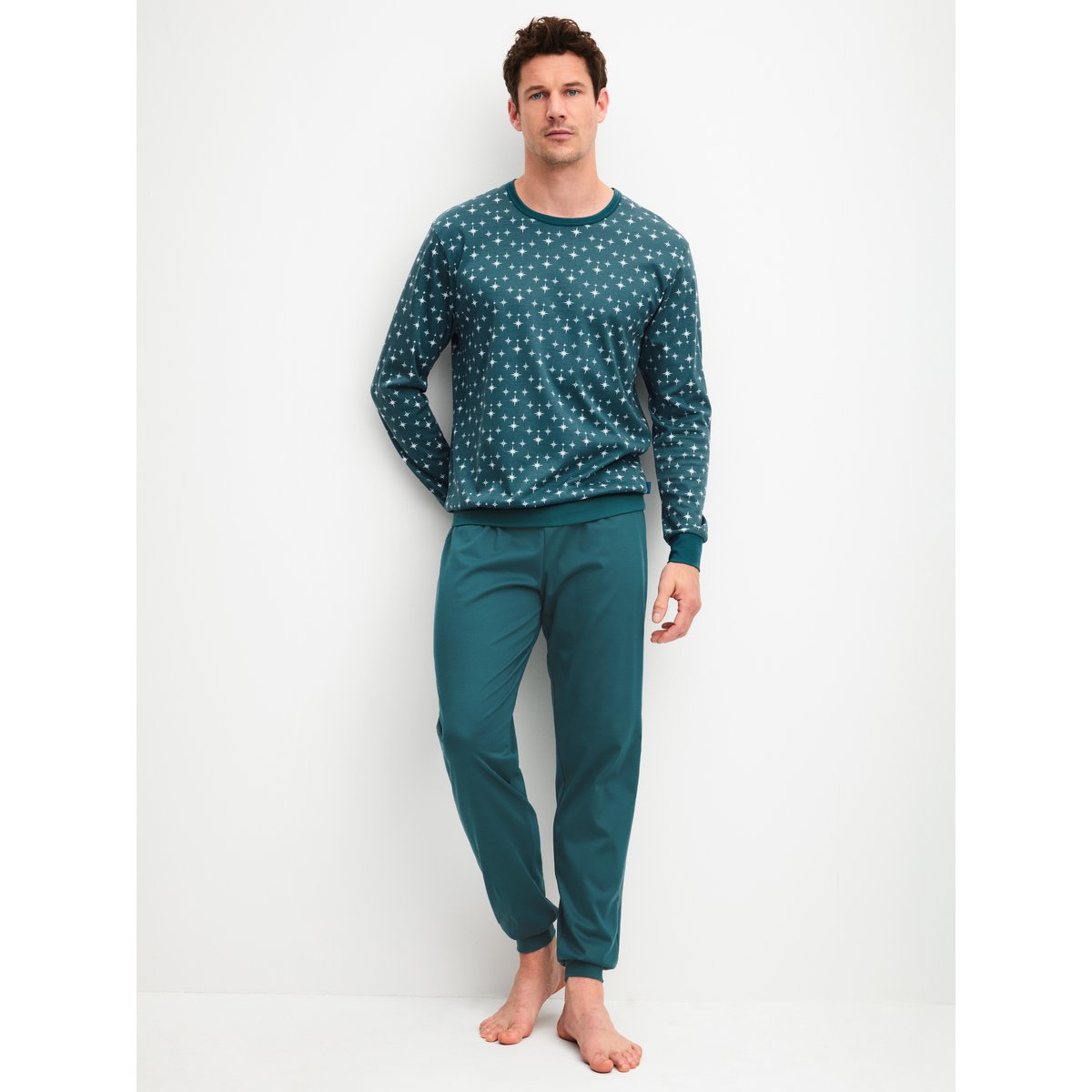 Pyjama avec bords élastiques manches longues Coton RELAX STREAMLINE dark petrol, CALIDA
