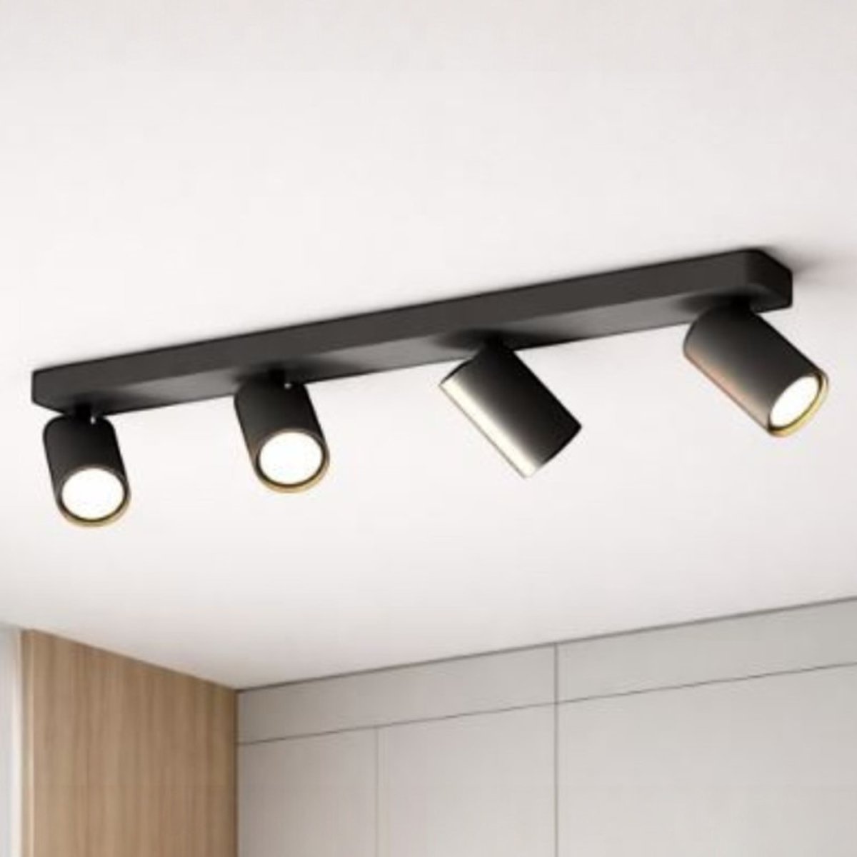 Rampe 4 Spots Métal Noir Gu10 Orientables Sally noir, MILLUMINE