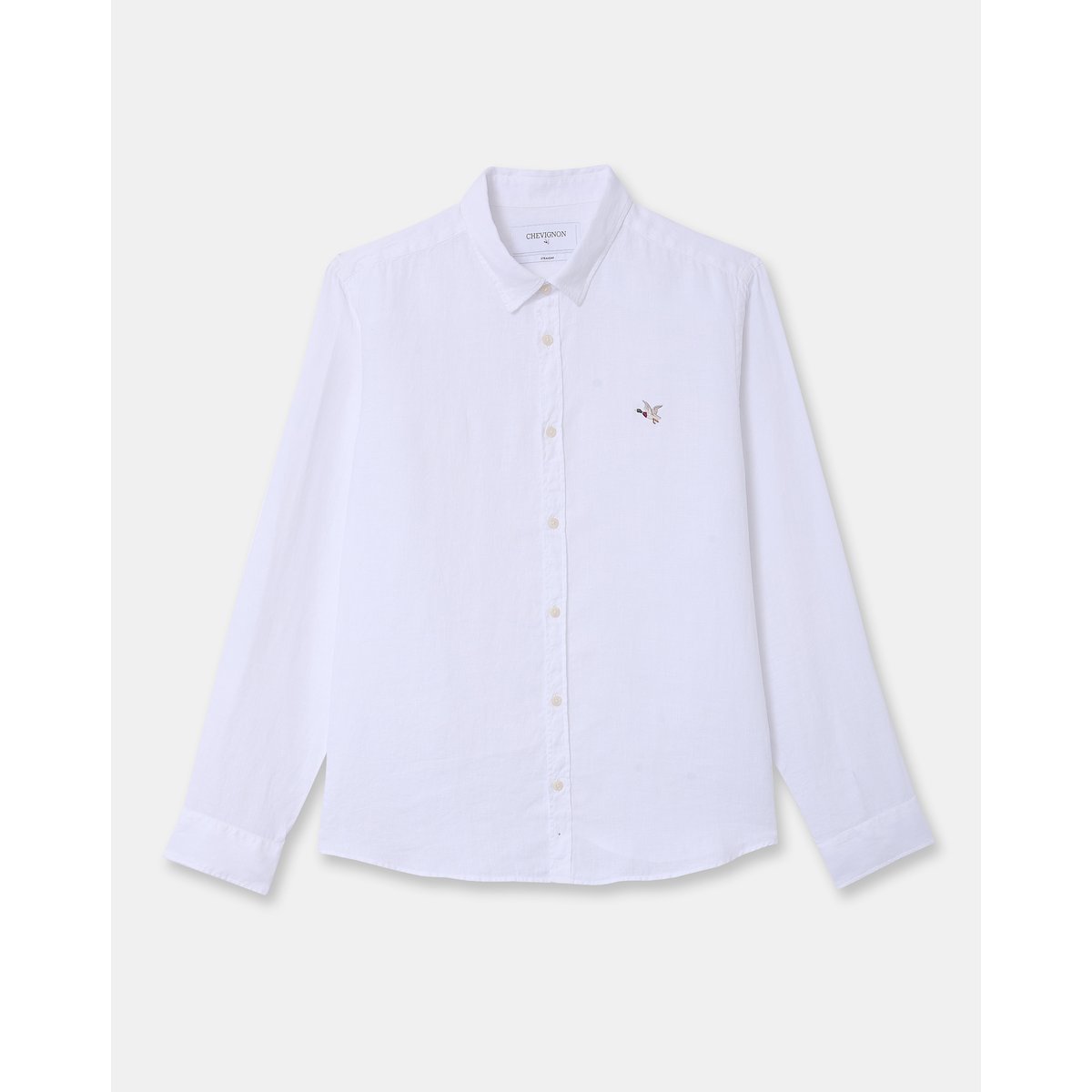 Chemise en lin LINO manches longues blanc, CHEVIGNON