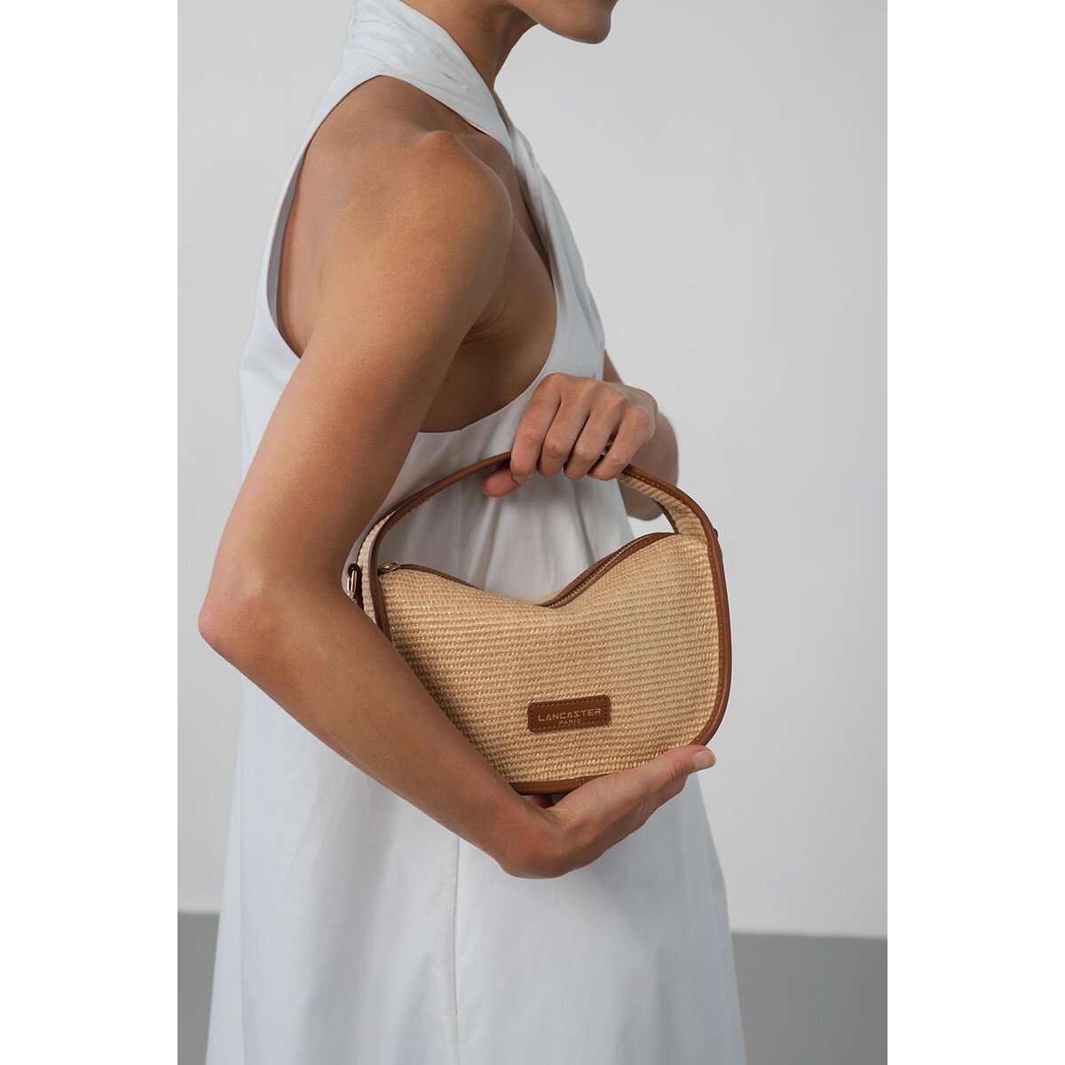 Sac besace zippé S, MINI OSIER cognac, LANCASTER