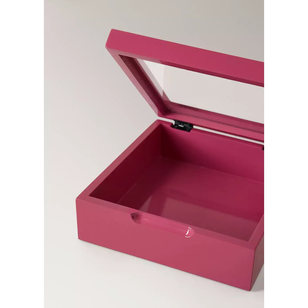 Boîte en bois à couvercle transparent rose, MANGO HOME