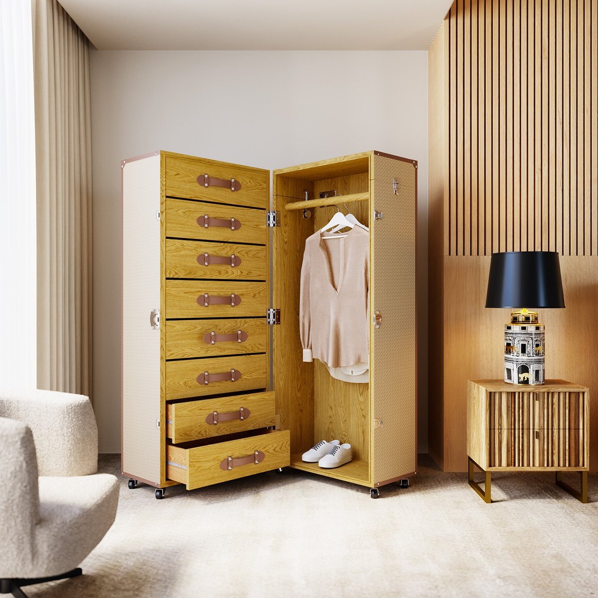 Malle-armoire en simili, VENEZIA beige, KARE DESIGN