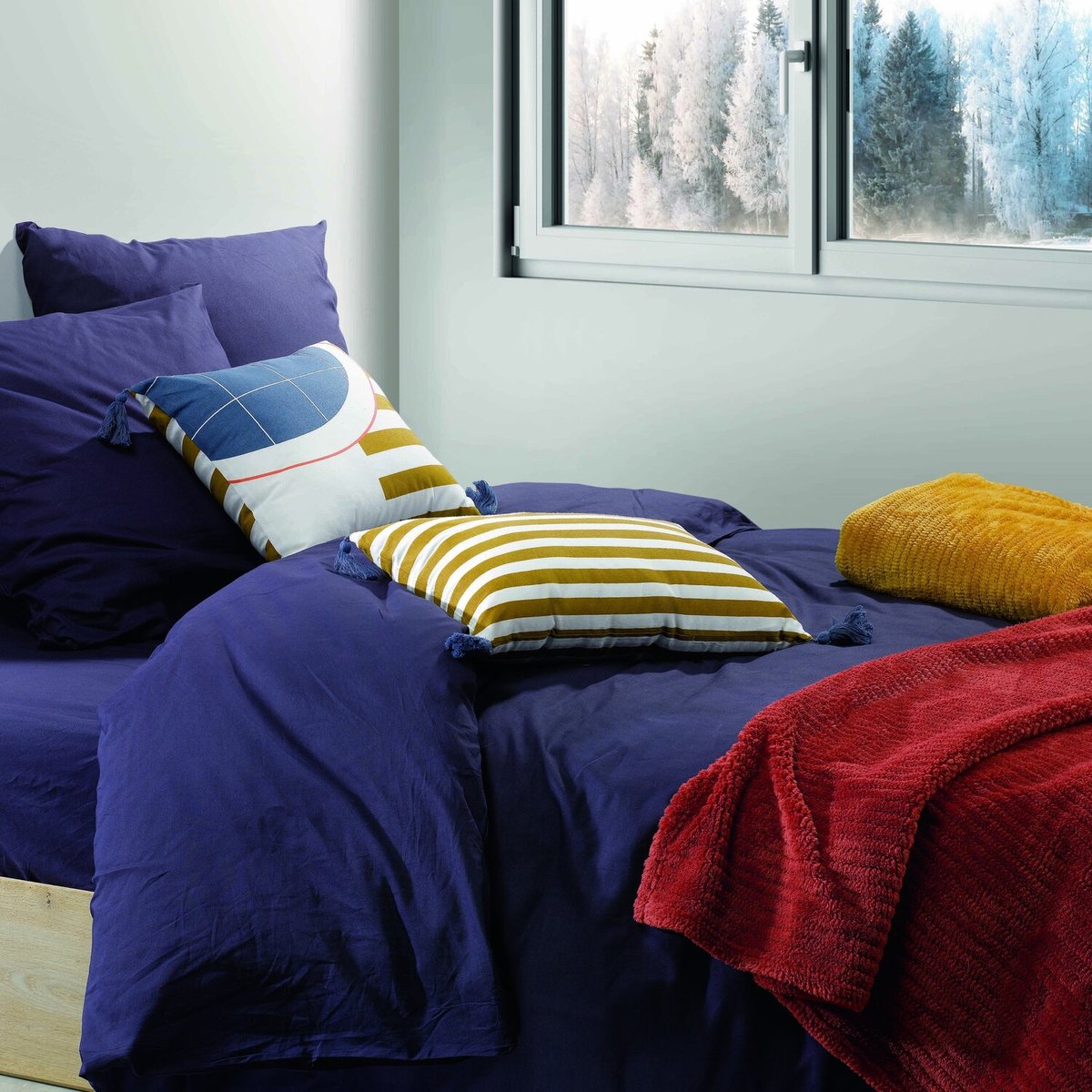 coussin déco en polycoton imprimé, Slam jaune, C DESIGN HOME TEXTILE