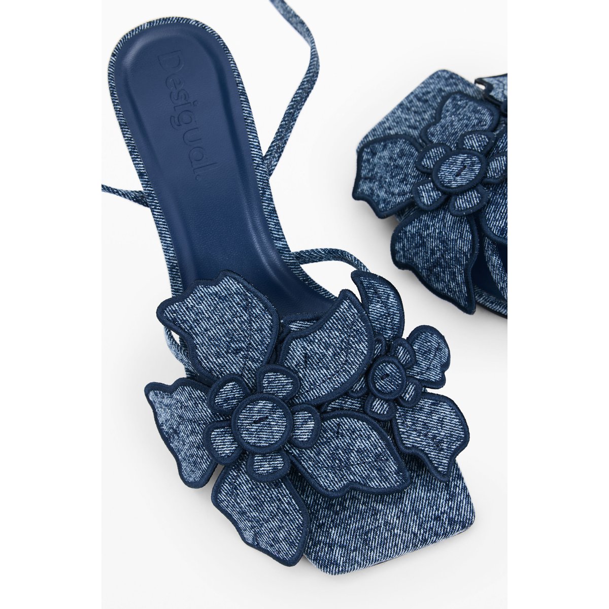 Sandale appliques fleur bleu, DESIGUAL