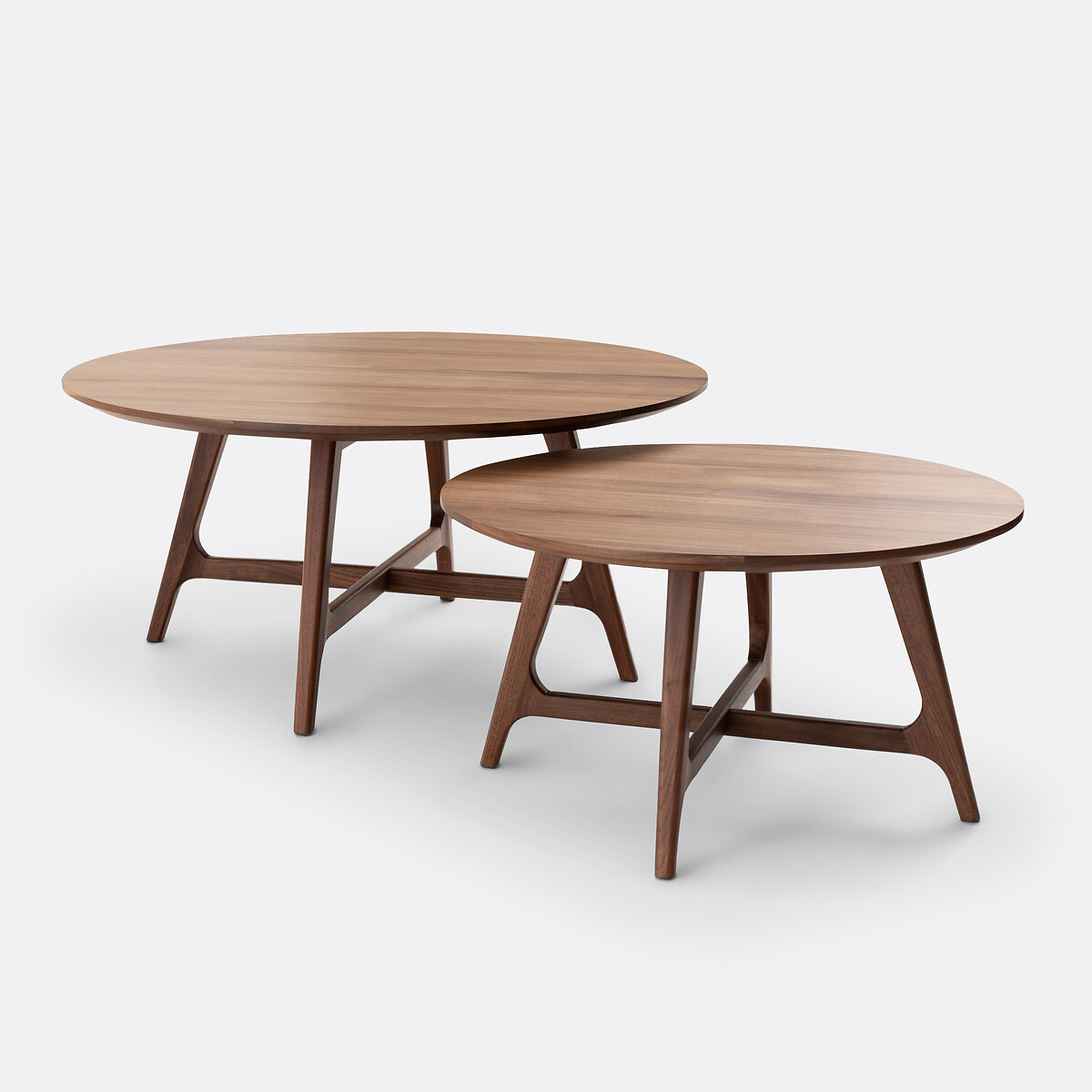 Grande table basse ronde noyer et plaqué, Larsen noyer, LA REDOUTE INTERIEURS
