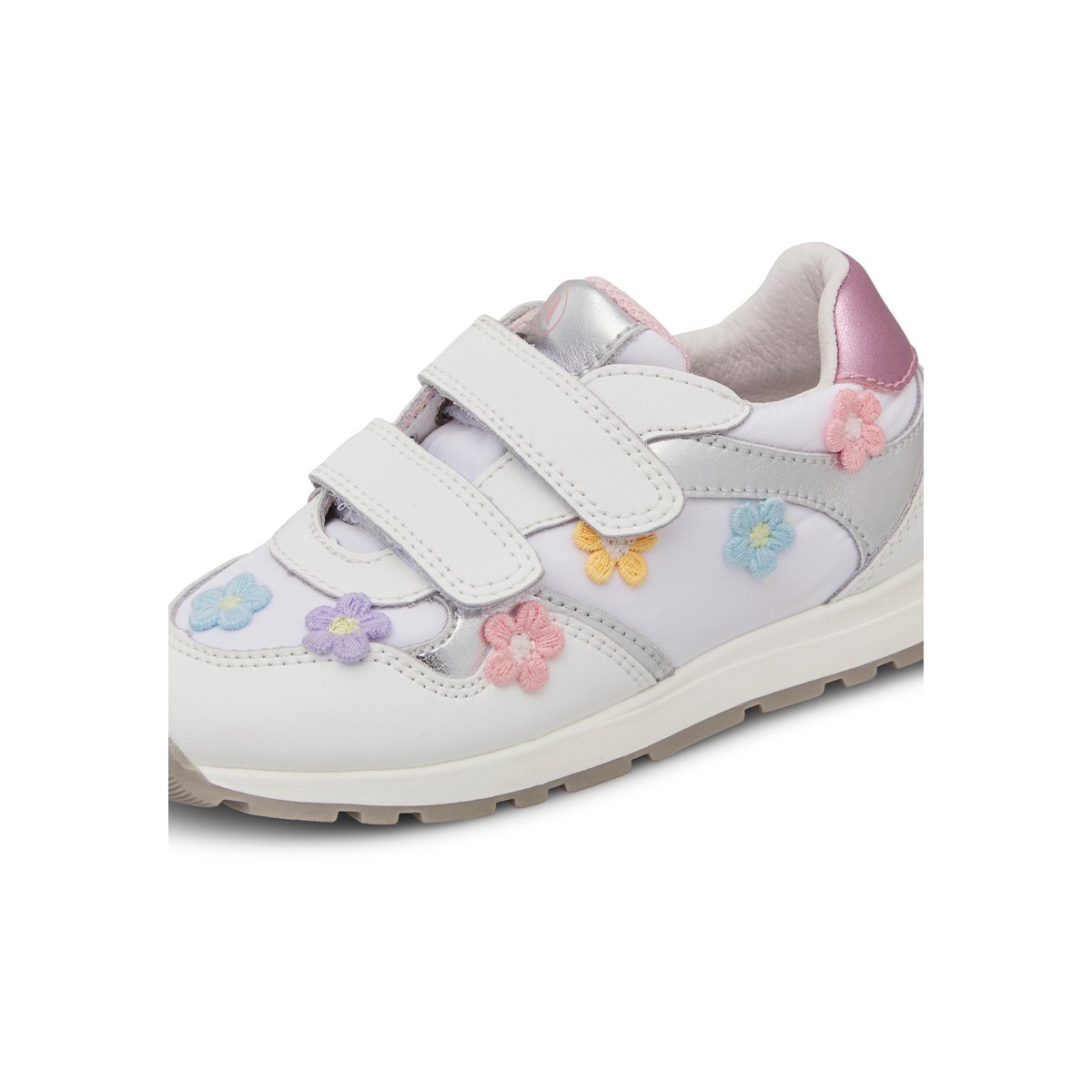 Sneakers en cuir et tissu avec des fleurs appliquées LUCY VL. blanc-, NATURINO