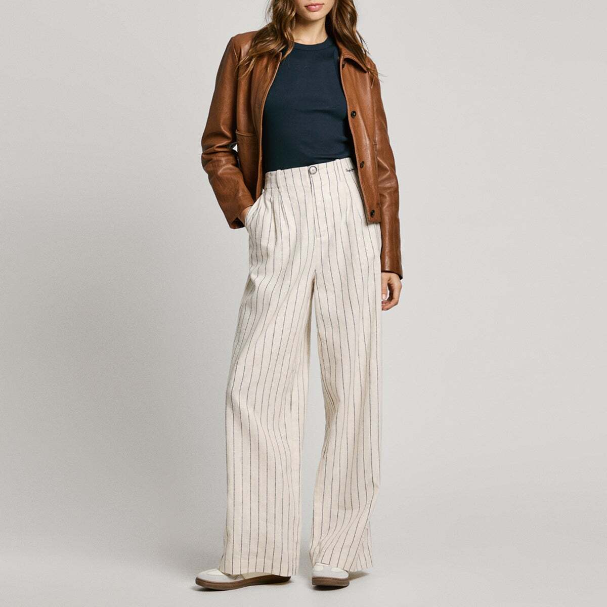 Pantalon Large À Rayures blanche mousse, PEPE JEANS
