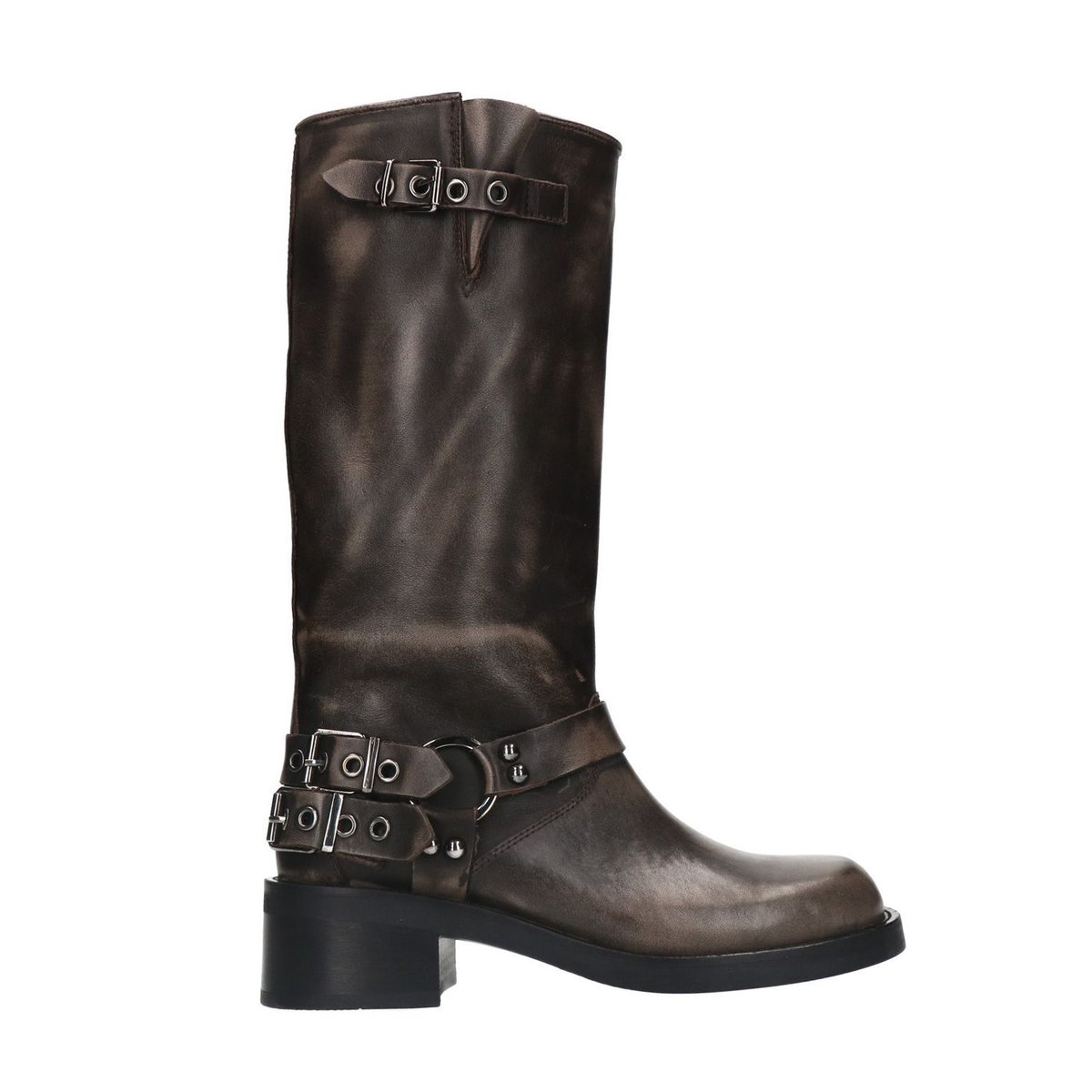 Bottines motardes avec boucles gris foncé, SACHA