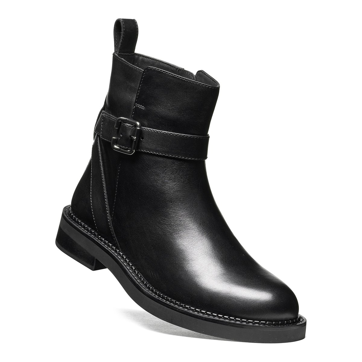 Bottines zippées en cuir, SERILDA noir, GEOX