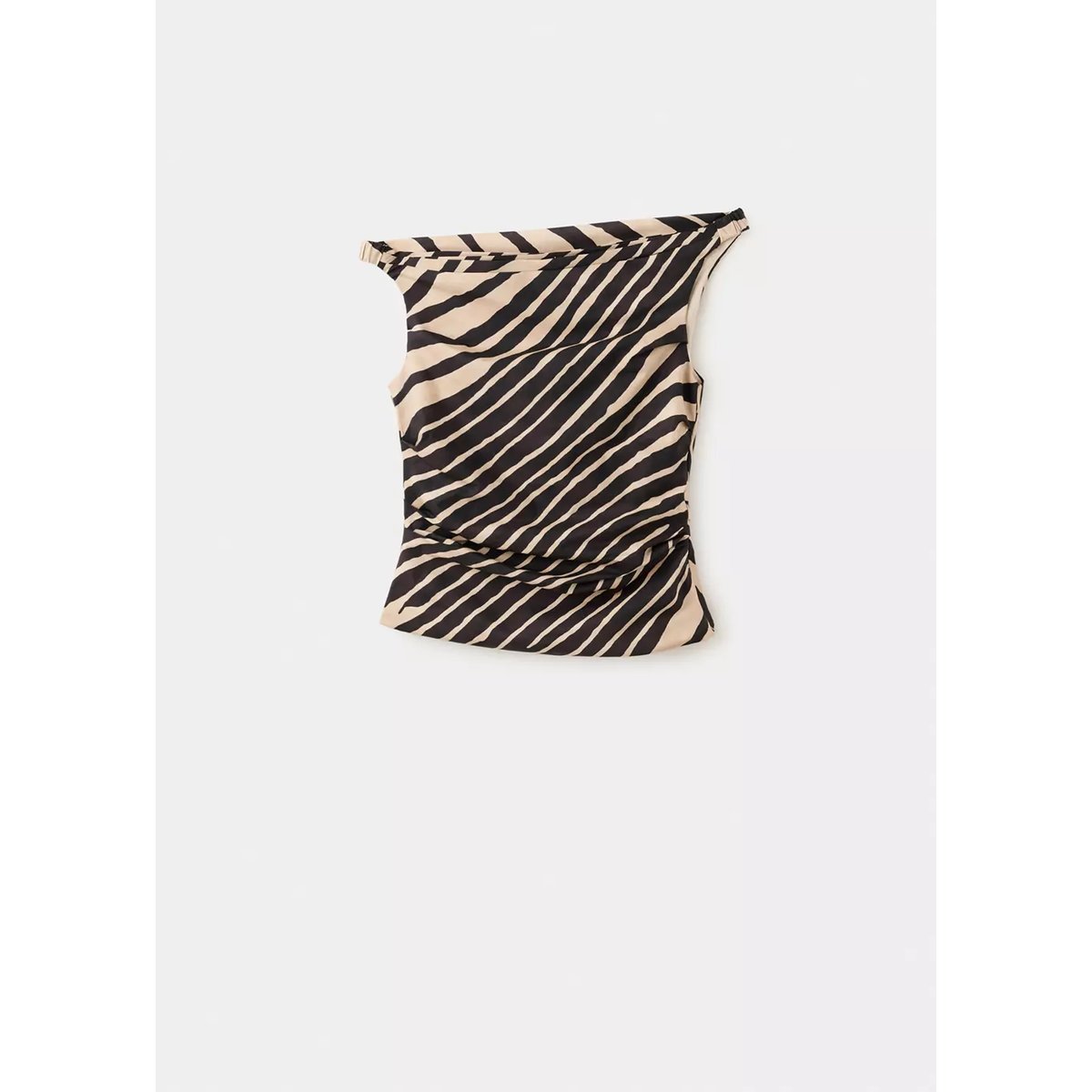 Top asymétrique drapé noir, MANGO