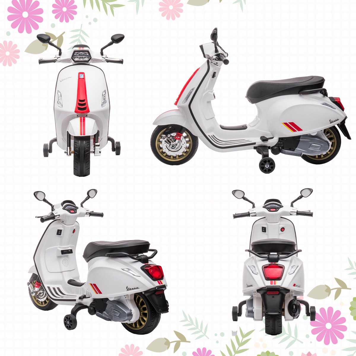 Moto électrique à conducteur assis PP Blanc blanc, rouge, noir, AIYAPLAY