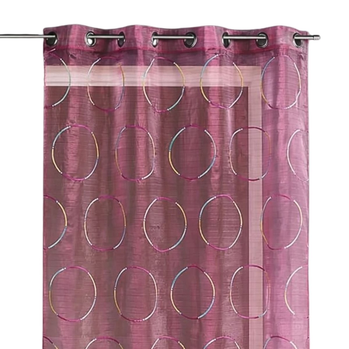 Voilage en organza avec cercles brodés fuchsia, HOME MAISON