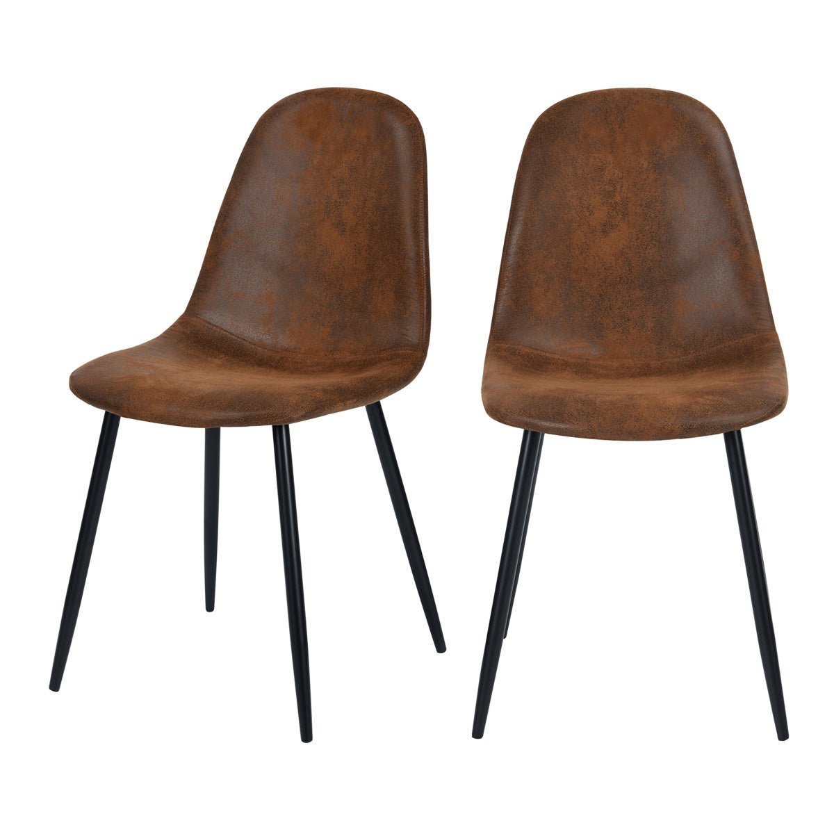 Lot de 2 chaises en microfibre effet vieilli - MALRIK marron vieilli, MAISON PAVANE