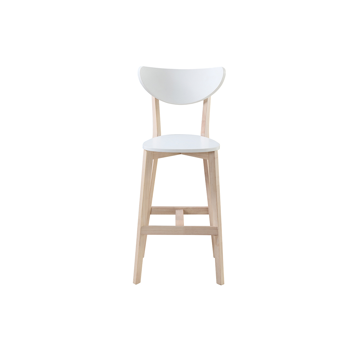 Tabourets de bar scandinaves blanc et bois 75 cm (lot de 2) LEENA blanc, MILIBOO