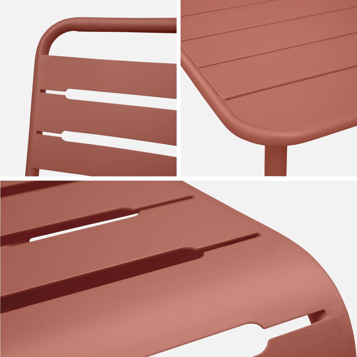 Table de jardin métal + 4 assises AMÉLIA terracotta, SWEEEK