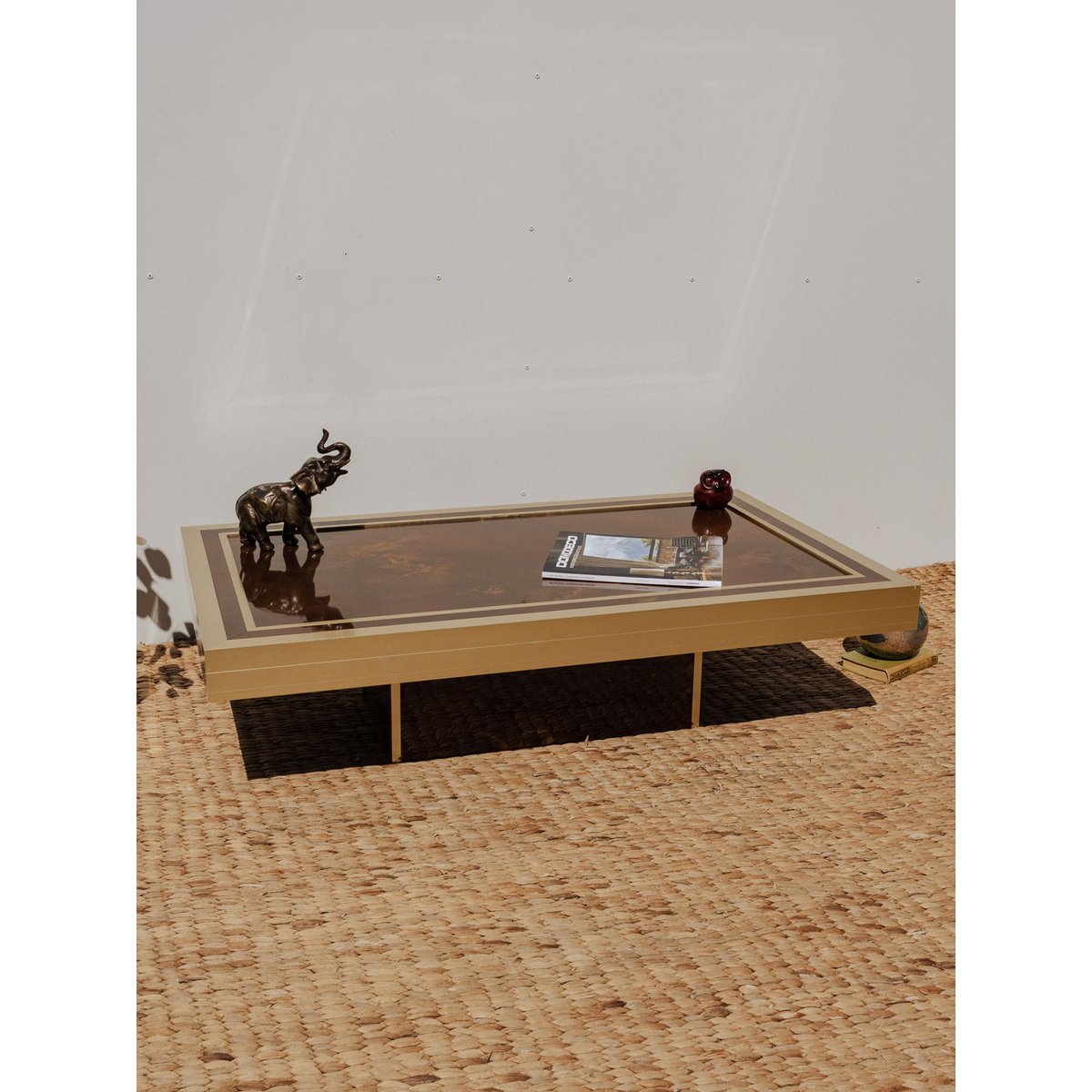 Table basse dorée et marron Donna N°914 - Bon état doré, DEBONGOUT