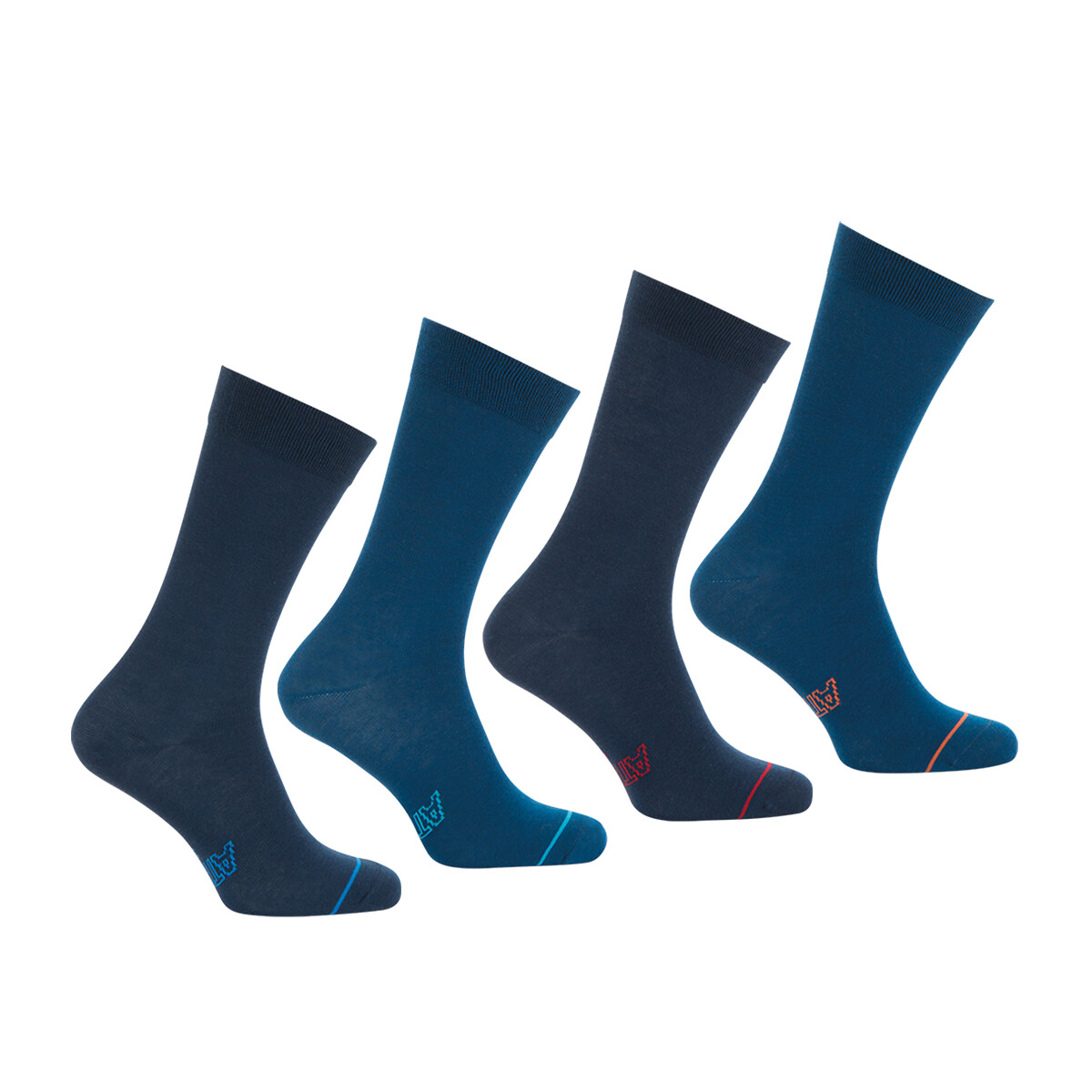 Lot de 4 paires de chaussettes hautes unies bleu, ATHENA