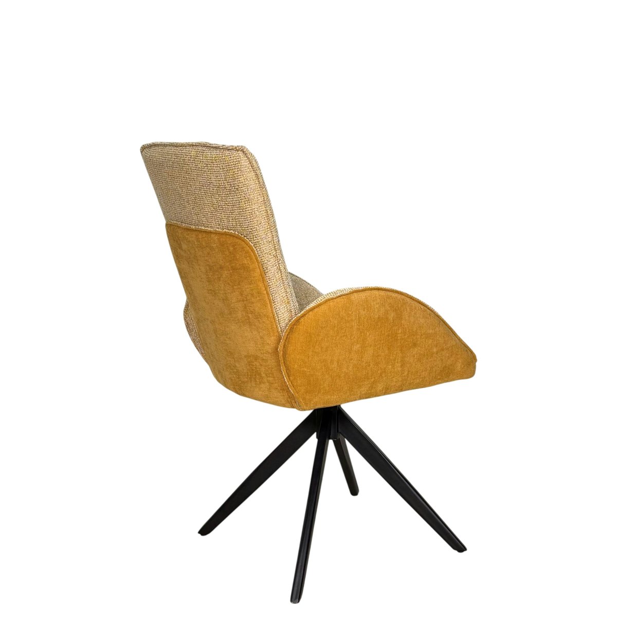 Fauteuil de table pivotant tissu bi-matière (lot de 2) AGADE moutarde, PIER IMPORT