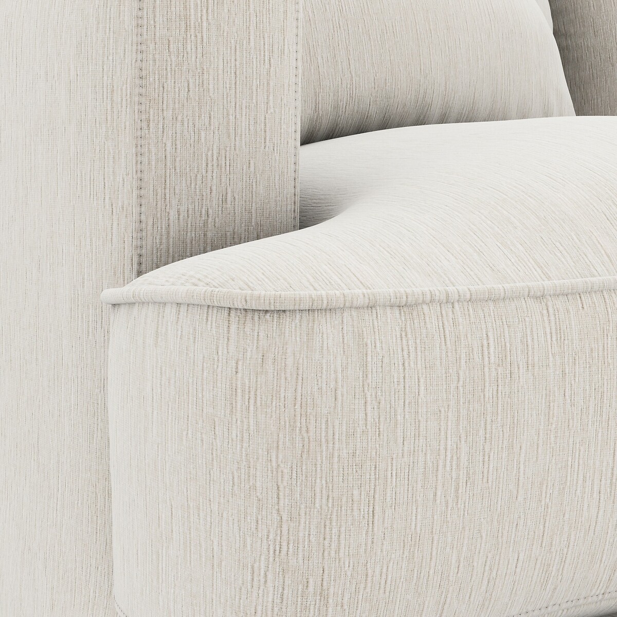 Canapé compact 2 places velours chenille, Alwine blanc, AM.PM