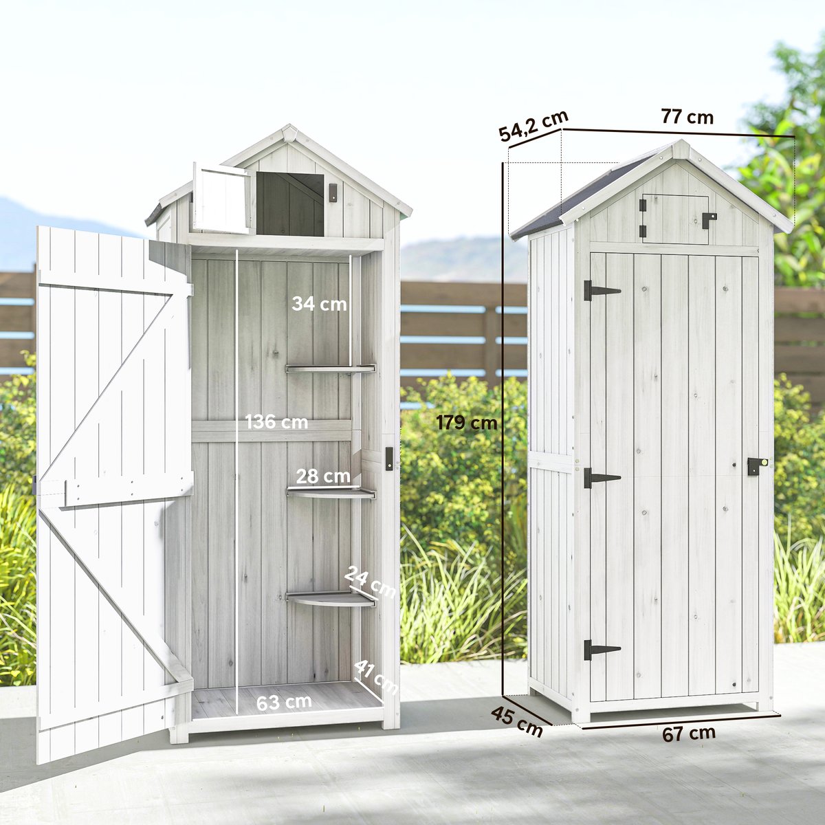 Abri de jardin Bois Gris clair gris clair, OUTSUNNY