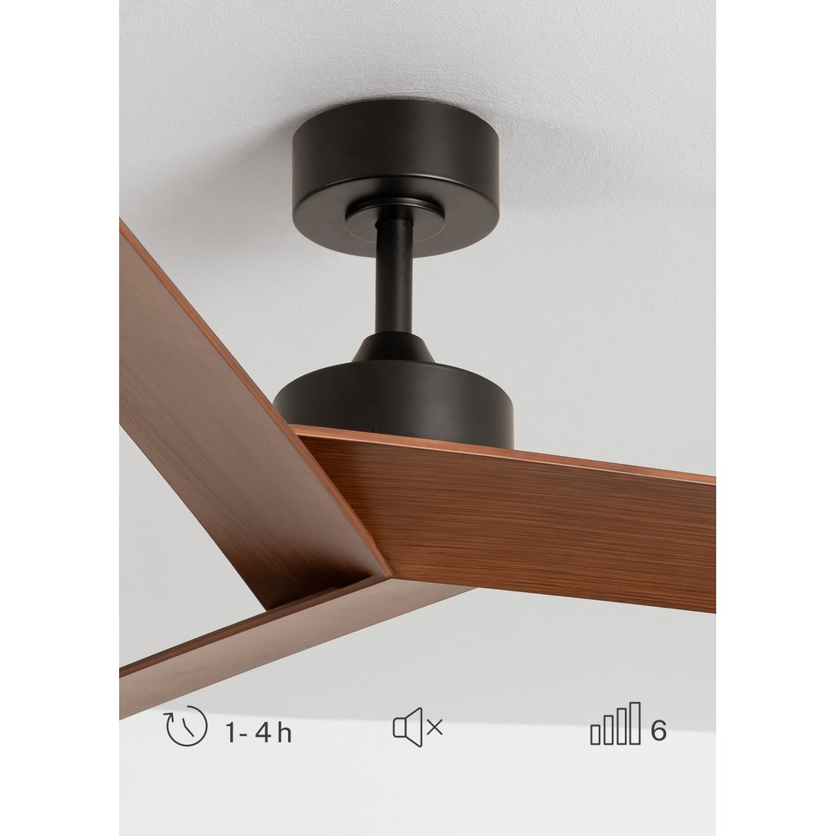 Ventilateur de plafond silencieux sans lumière avec tétécommande WIND SHARP noir/noir, CREATE