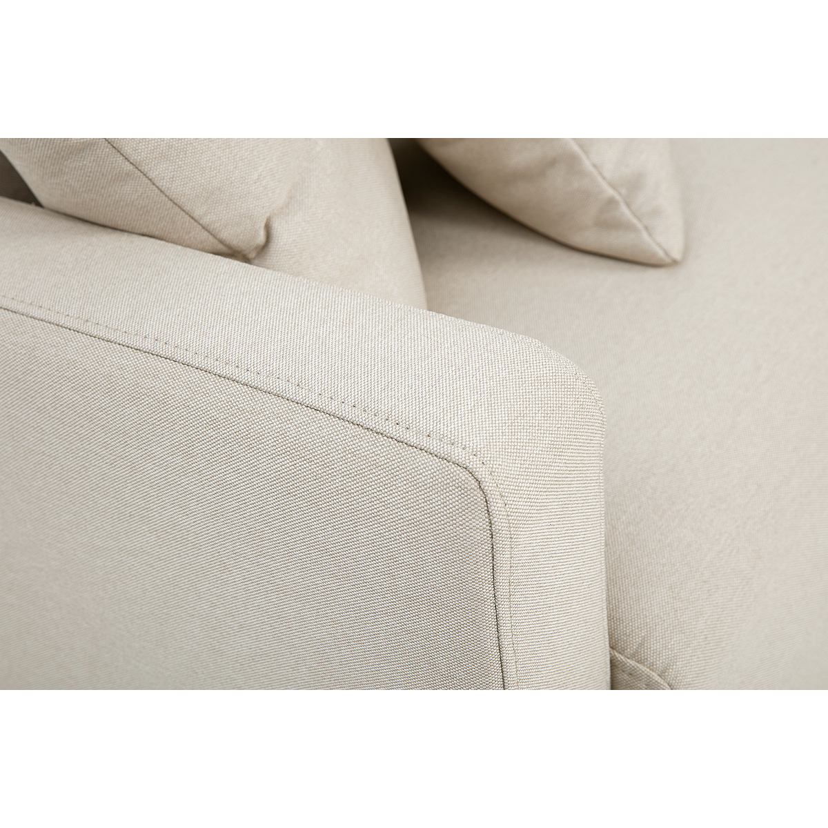 Canapé 2 places en tissu beige et bois clair MUNIK beige, MILIBOO