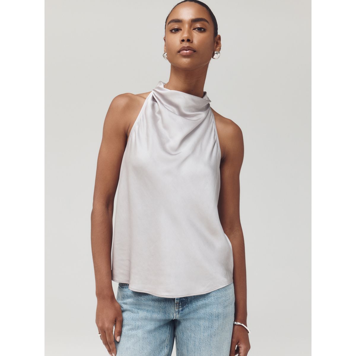 Haut dos nu en satin argent, NEXT
