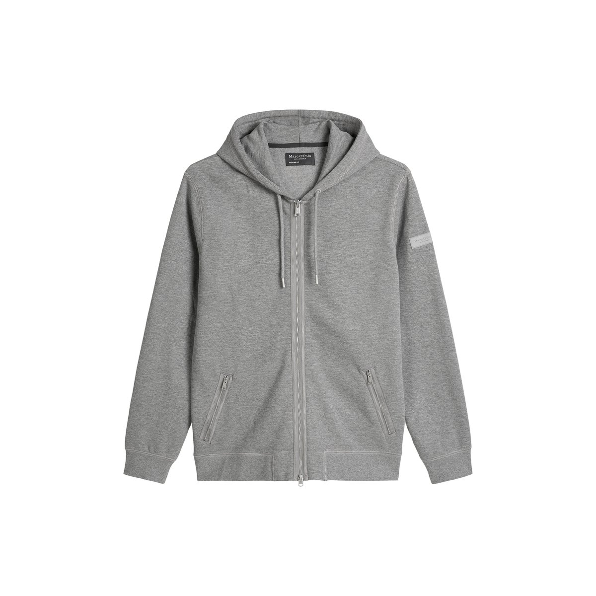 Sweat à capuche DfC regular en sweat doux en coton bio gris, MARC O'POLO