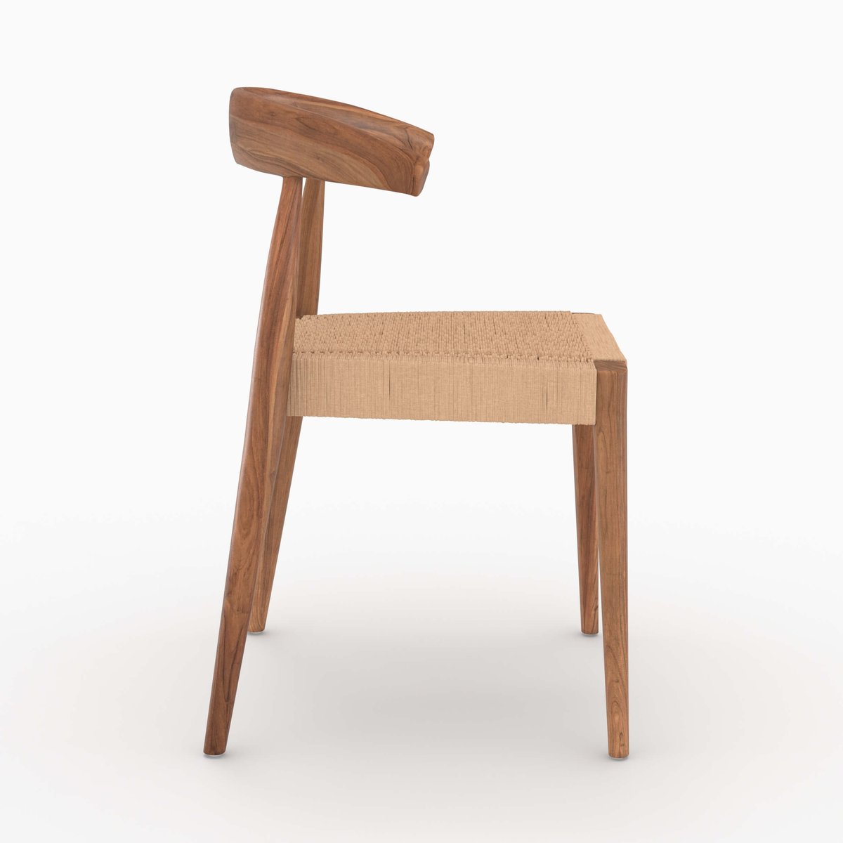Lot de 2 chaises en bois de teck et cordage type loom - ALIA marron clair, MAISON PAVANE