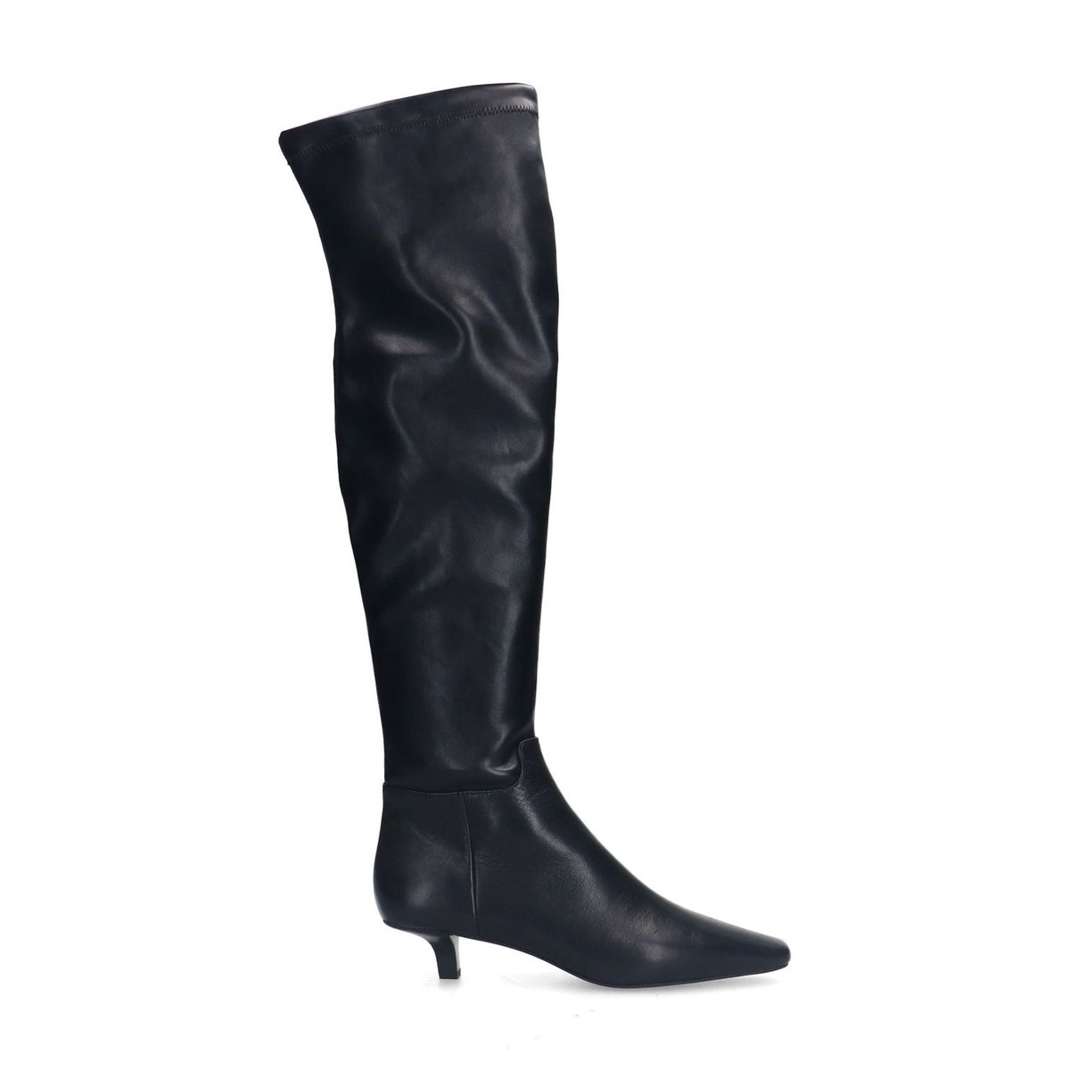 Bottes hautes stretch à petit talon noir, SACHA